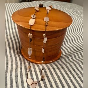 Silpada pink quartz necklace, matching earrings also offered for sale.